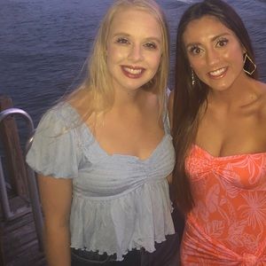 UO light blue cropped babydoll top